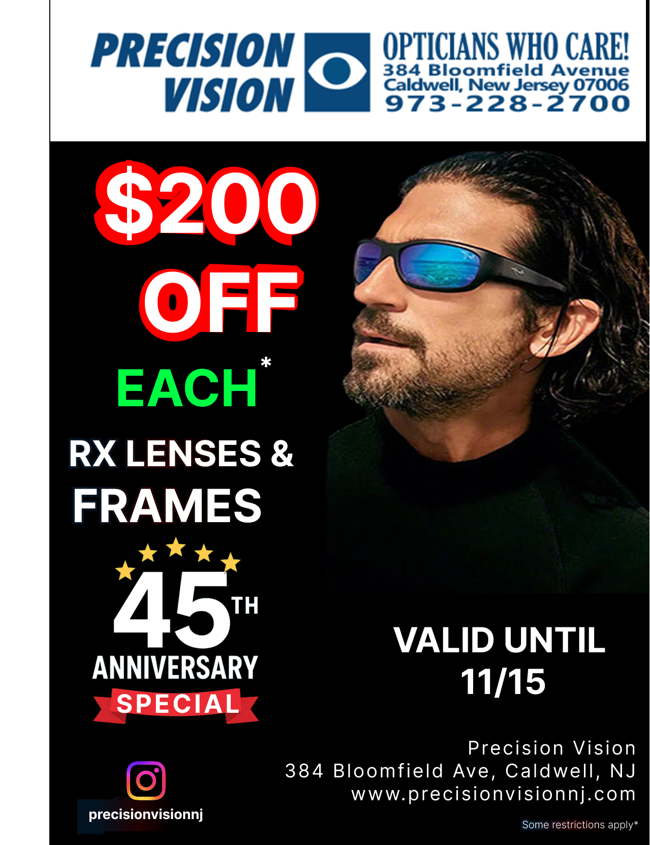 Precision Vision Promo $200 off select frames & lenses